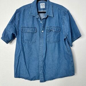 Men's XXL Customized Version Dubinik‎ Blue Denim Short Sleeve Shirt 2XL